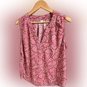 Women’s Red Paisley Sleeveless Blouse Tank